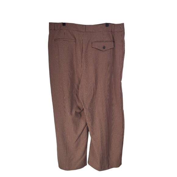 A New Day Women's SZ 17 High Rise Wide Leg Trousers Plaid Brown Pleats Pockets - Picture 2 of 11